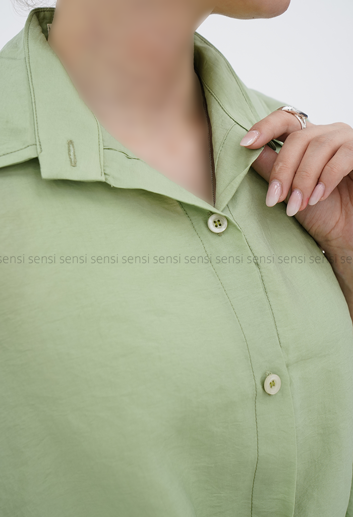 شومیز زنانه باکسی پری جلو گره کد1006108